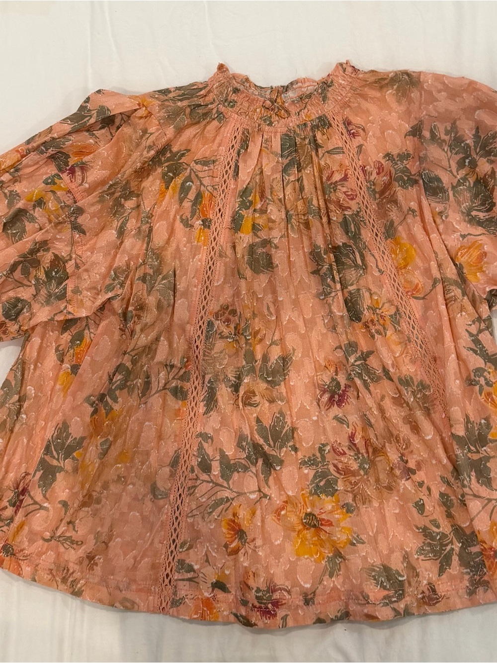 Pilcro Dusty Rose Floral Puff Sleeve Blouse - Picture 5 of 7
